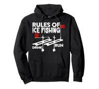Rules of Ice Fishing Funny Drink Run Tip-Up Flag Humor Pullover Hoodie