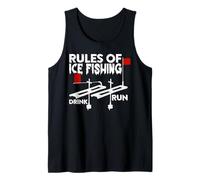 Rules of Ice Fishing Funny Drink Run Tip-Up Flag Humor Tank Top