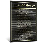 Rules Of Money Motivational Wall Art Canvas Print Office Decor Financial Poster, Finance Sign, Entrepreneur Millionaire Inspirational Quote, Office Living Room Bedroom Canvas Wall Decor 24x36inch(60x9