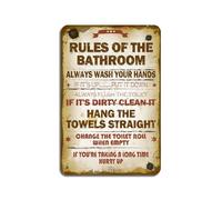 Rules of The Bathroom Always Wash Your Hands Tin 20X30 cm Retro Look Decoration Art Sign for Home Bathroom Farm Garden Garage Funny Wall Decor