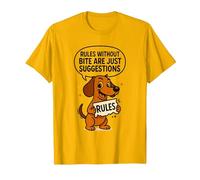Rules Without Bite are Just Suggestions Sarcastic Quote T-Shirt, Men, Golden Yellow, Small