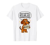 Rules Without Bite are Just Suggestions Sarcastic Quote T-Shirt, Men, White, X-Large