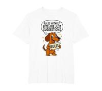 Rules Without Bite are Just Suggestions Sarcastic Quote T-Shirt, Men's Big and Tall, White, 6X Tall