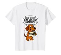Rules Without Bite are Just Suggestions Sarcastic Quote T-Shirt, Youth, White, Small