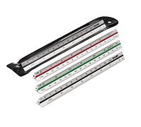 Rulex 150mm mini silver metal triangular scale ruler with coloured stripes and scales: 1:1 & 1:5, 1:20 & 1:10, 1:50 & 1:100
