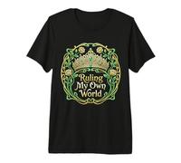 Ruling My Own World Art Nouveau Tiara Botanical Rose Vine Premium T-Shirt