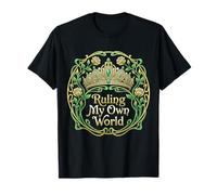 Ruling My Own World Art Nouveau Tiara Botanical Rose Vine T-Shirt