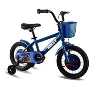 RULLY Dinosaur 16 Inch Boy's Bike for 4 5 6 7 year kid,Blue theme designs kids bicycle with removable Training Wheels,Coaster Brake and Handbrake, Basket