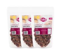 Rulop Caramelised Pecans - Pack of 3 x 150g - Premium Glazed Pecans - Sweet Crunchy Snack - Vegetarian & Kosher - Resealable Pouches - Total 450g