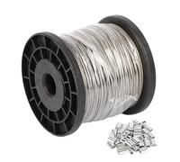 RULPQDVP 100 Meters Heavy Duty PVC Coated 304 Stainless Steel Wire Cable with Aluminum Crimp Sleeve Suitable for Plant Sheds, Gardens,Diameter 2mm