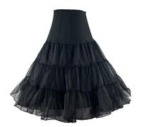 RULTA 50s Women Retro Petticoat Underskirt Vintage A-line Crinoline Half Slips Rockabilly Tutu Skirt (as8, alpha, jaspo_l, Black, L)