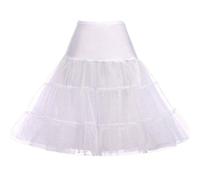 RULTA 50s Women Retro Petticoat Underskirt Vintage A-line Crinoline Half Slips Rockabilly Tutu Skirt (S-M, White)
