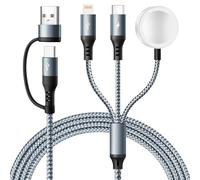 RULUS Upgraded 3 in 2 Multi Charging Cable for iPhone & iWatch, 4Ft Magnetic Wireless Apple Watch Charger USB C Cable Universal Travel Charger Nylon Braided for iWatch Ultra/SE/9-1/ & iPhone 16-11