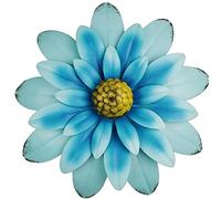 Ruluti 13" Metal Flower Wall Art Decorations Indoor or Outdoor Wall Sculptures Hanging for Bathroom Livingroom Bedroom (blue)
