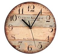 Ruluti 1pc Retro Wall Clock, Round Vintage Wood Numerals Wall Clock, for Living Room Bedroom Decoration Supplies