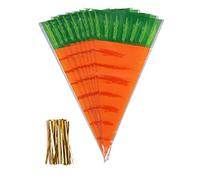 Ruluti 200pcs Sweet Cone Bags, Carrot Candy Bag Easter Triangle Bags for Party Snacks Candy Popcorn Chocolates Cookies Crafts Gifts, 7.87*15.74in