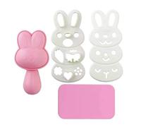 Ruluti 4pcs/Set Rice Ball Mold Set Cartoon Rabbit Pattern Sushi Making Kit Bento Accessories Rice Mould Seaweed Cutter DIY Kitchen Tools for Baby Kids Meal