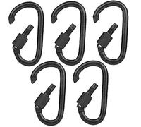 Ruluti 5 Pcs D-ring Carabiners Climbing Carabiner Clips D-ring Keychain Hook Clips Heavy Duty Aluminum Alloy Large Locking Carabiner Hiking Clips with Screw Lock for Outdoor Traveling