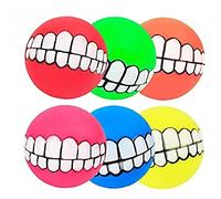 Ruluti Funny Dog Teeth,Teeth Ball for Dog,2 Pcs Funny with Teeth Pattern Squeaky Sound Chew Toy Smile Dog Ball for Cats Dogs Interactive Pet Balls Chewing Toys