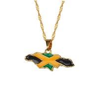Ruluti Jamaica Map National Flag Pendant Necklaces Gold Color Jewelry Jamaican Gifts