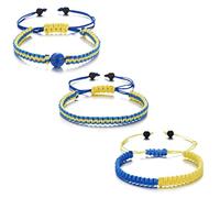 Ruluti Ukraine Bracelet with Stone Beads, 3pcs Adjustable Handmade Weaving Pray for Ukraine Friendship Bracelets