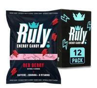 RULY Energy Sweets - 12 x 42g Packs - 80mg Natural Caffeine, Guarana, B Vitamins - Intense Fruity Energy Boost - No Crash or Jitters - On-the-Go Energy Candy (12pk, Red Berry Flavour)