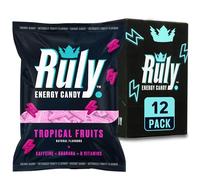 RULY Energy Sweets - 12 x 42g Packs - 80mg Natural Caffeine, Guarana, B Vitamins - Intense Fruity Energy Boost - No Crash or Jitters - On-the-Go Energy Candy (12pk, Tropical Flavour)