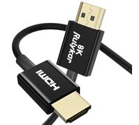 Rulykar 8K Thin HDMI Cable 1.8m/5.9ft Ultra HDMI High Speed 48Gbps HDMI 2.1 8K 60Hz 4K 120Hz Dynamic HDR eARC Compatible with PS5,Xbox One, NS, GH5S, 8KUHD TV PS5 PS4 Etc