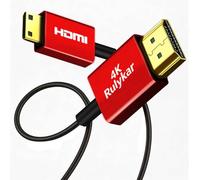Rulykar Mini HDMI to HDMI 2.0 Cable 6.6ft/2m,Ultra High Speed 48Gbps Thin HDMI Cord Φ2.5mm,4K@60Hz,Compatible with Camera,Camcorder, Tablet and Graphics/Video Card, Laptop, and More