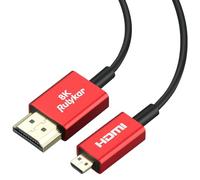 Rulykar Short Thin 8K Micro HDMI to HDMI 1.5FT/0.5M, Ultra High Speed 48Gbps, Cord Φ2.5mm, 8K@60Hz, 4K@120Hz,Compatible with Hero 7 6 5 A6000 A6300 Camera B500 3 Pro Raspberry Pi 4