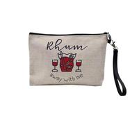Rum Away with Me Humour Alcohol Linen Look Linen Look Linen Pouch 15 x 10 cm, linen, 23.5 x 15 cm, Makeup Bag