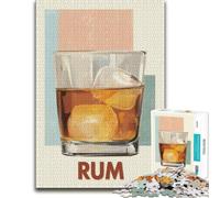 Rum Drink with Ice Cubes Detailed Wooden Jigsaw Puzzle for Adults, 1000 PCS