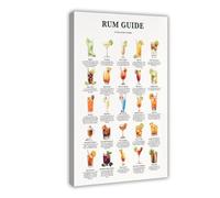 Rum Guide, Rum-based Cocktails, Cocktails Recipe Print Art Poster, Alcohol Kitchen Bar Art Decor 20x30inch(50x75cm) Frame