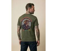 Rum Knuckles Men's Skull Moto T-Shirt in Khaki | Size: Medium Rum Knuckles Khaki M