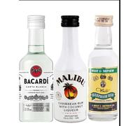 Rum Miniature Tasting Set, Bacardi Carta Blanca, Malibu & Wray & Nephew, 3 x 5cl