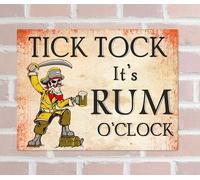 RUM O'CLOCK Retro Metal Sign Man Cave Bar Pub Plaque Party Vintage Gift