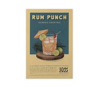 Rum Punch Cocktail Print, Rum Punch Cocktail Poster, Bar Prints, Retro Alcohol Decor for Vintage Kitchen 20x30inch(50x75cm) Unframe