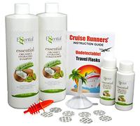 Rum Runners for Cruise Alcohol Smuggling Kit Hidden Flasks for Liquor Disguise Fake Empty Shampoo Bottle Alcohol Containers for Hiding 2x17.3oz and 2x3oz TSA Travel Size Bottles