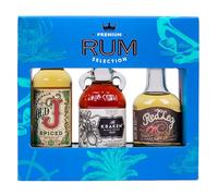 Rum Selection Trio Gift Set - Kraken 40% ABV, Old J 35% ABV & Red Leg 37.5% ABV - 3 x 5cl Spiced Rum Miniatures by Blue Tree Gifts