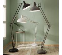 Pacific Lifestyle Grey Metal Task Floor Lamp | Industrial Oversized Tall Living Room Floor Lamp | Contemporary Grey Large Corner Lamps for Bedroom (Grey)