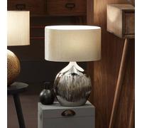 Pacific Lifestyle Silver Ribbed Ceramic Table Lamp For Living Room