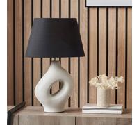 Pacific Lifestyle Abstract Boho Table Lamps for Living Room | Modern Natural Organic Tall Ceramic Table Lamp with Shade | Contemporary Design Lamps for Bedroom (Cream)