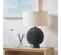Ruma Black Ceramic Sea Urchin Table Lamp with White Handloom Cylinder Shade Ruma Black
