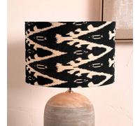 Ruma Black Ikat Patterned Cylinder Lampshade for Table Lamps | Size: 12 inches Ruma Black 12 inches