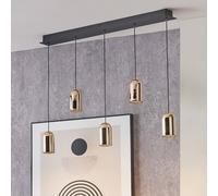 Ruma Black & Rose Gold Metal 5 Drop LED Pendant Ceiling Light