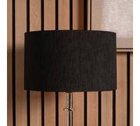 Pacific Lifestyle 30Cm Black Slubbed Faux Silk Gold Lined Cylinder Lampshade For Table Lamps