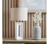 Ruma Block White Ceramic Tall Table Lamp Ruma White