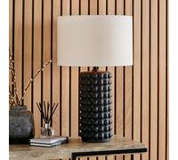 Ruma Bobbled Ceramic Tall Table Lamp With Drum Shade in Black Ruma Black