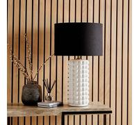 Ruma Bobbled Ceramic Tall Table Lamp With Drum Shade in White Ruma White