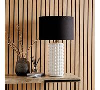 Ruma Bobbled Ceramic Tall Table Lamp With Drum Shade In White White